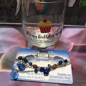 Happy B-Day Gemini: Bracelet & Stemless Wine Glass
